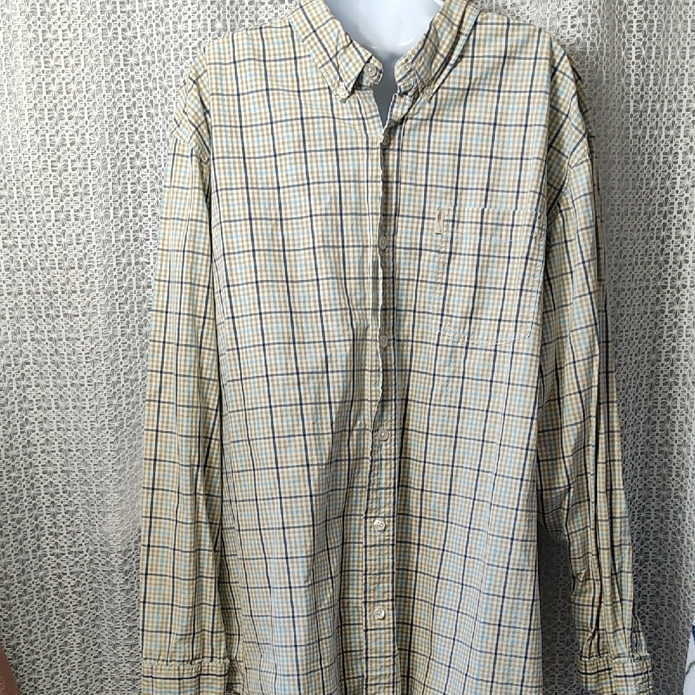 Classic Beige Plaid Button-Down Shirt